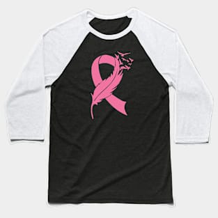 Feather Pink Breast Cancer gift Baseball T-Shirt